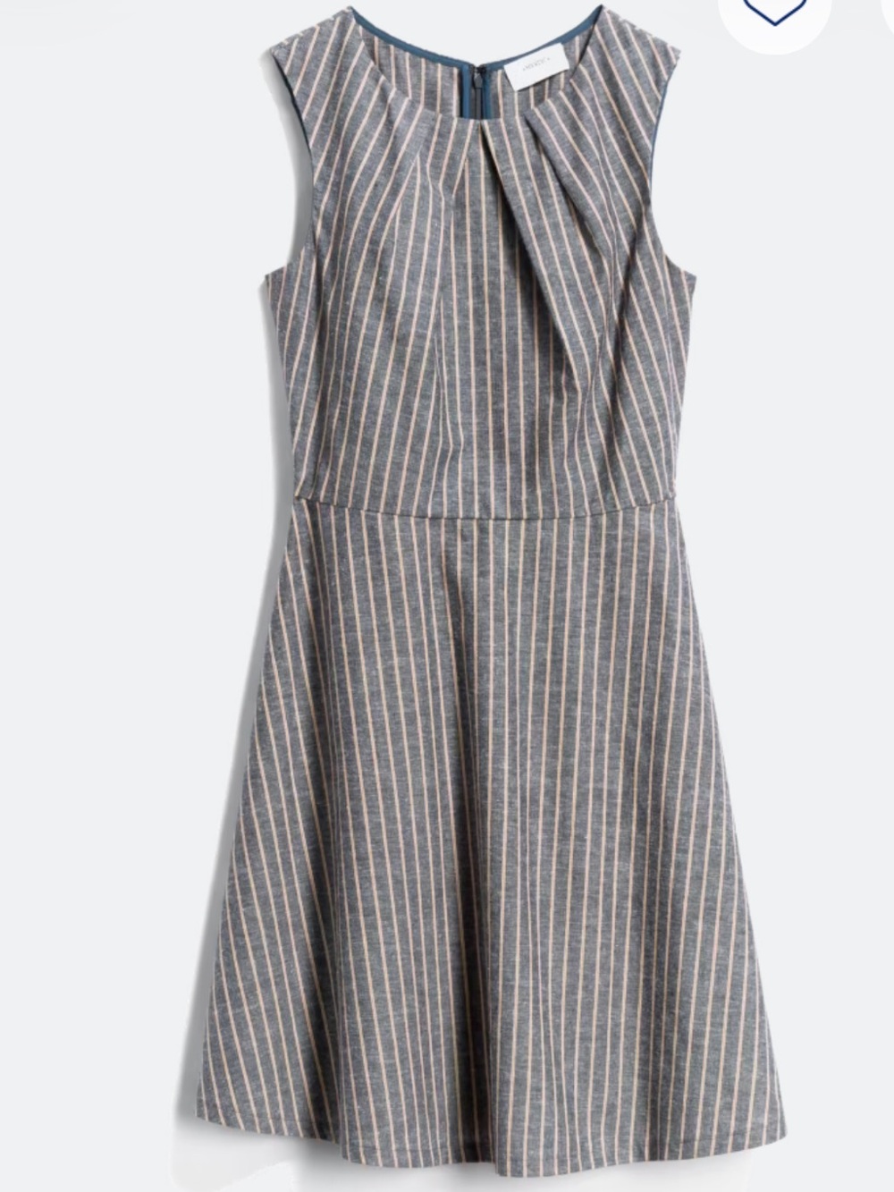 Mystic Blue-Gray Pinstripe Sleeveless Fit-and-Flare Dress